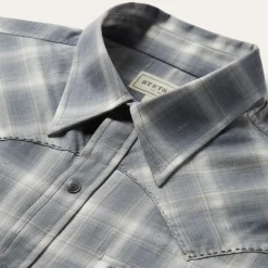 Online Stetson Dobby Twill Plaid Shirt Brown