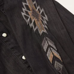 Hot Stetson Embroidered Denim Shirt Black