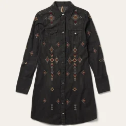 Clearance Stetson Embroidered Denim Shirt Dress Black