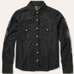 Discount Stetson Embroidered Denim Shirt Black