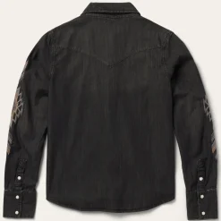 Discount Stetson Embroidered Denim Shirt Black
