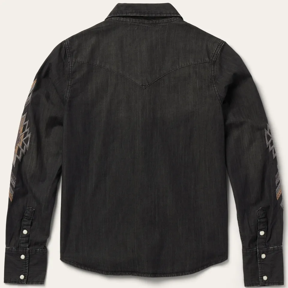 Discount Stetson Embroidered Denim Shirt Black