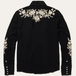 Sale Stetson Embroidered Crepe Western Shirt Black