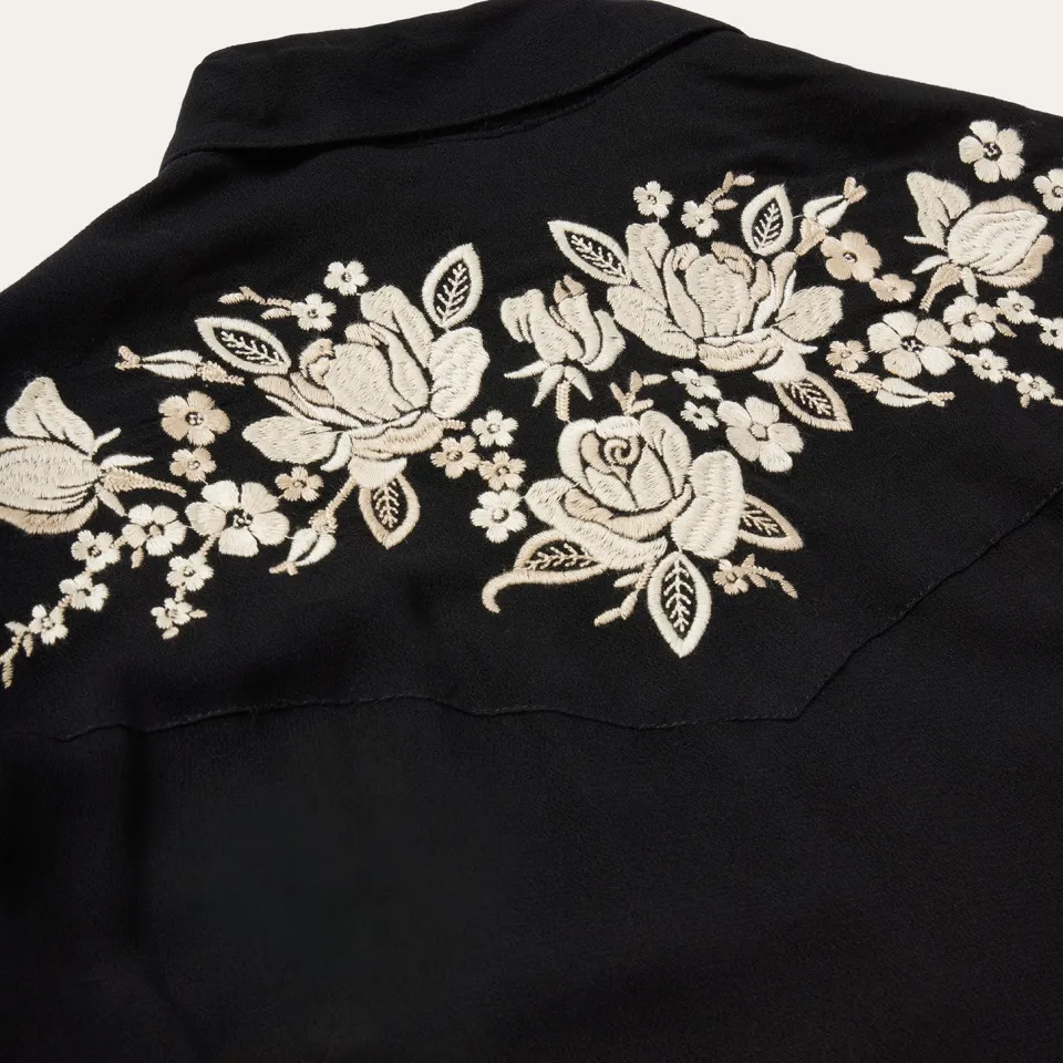 Sale Stetson Embroidered Crepe Western Shirt Black