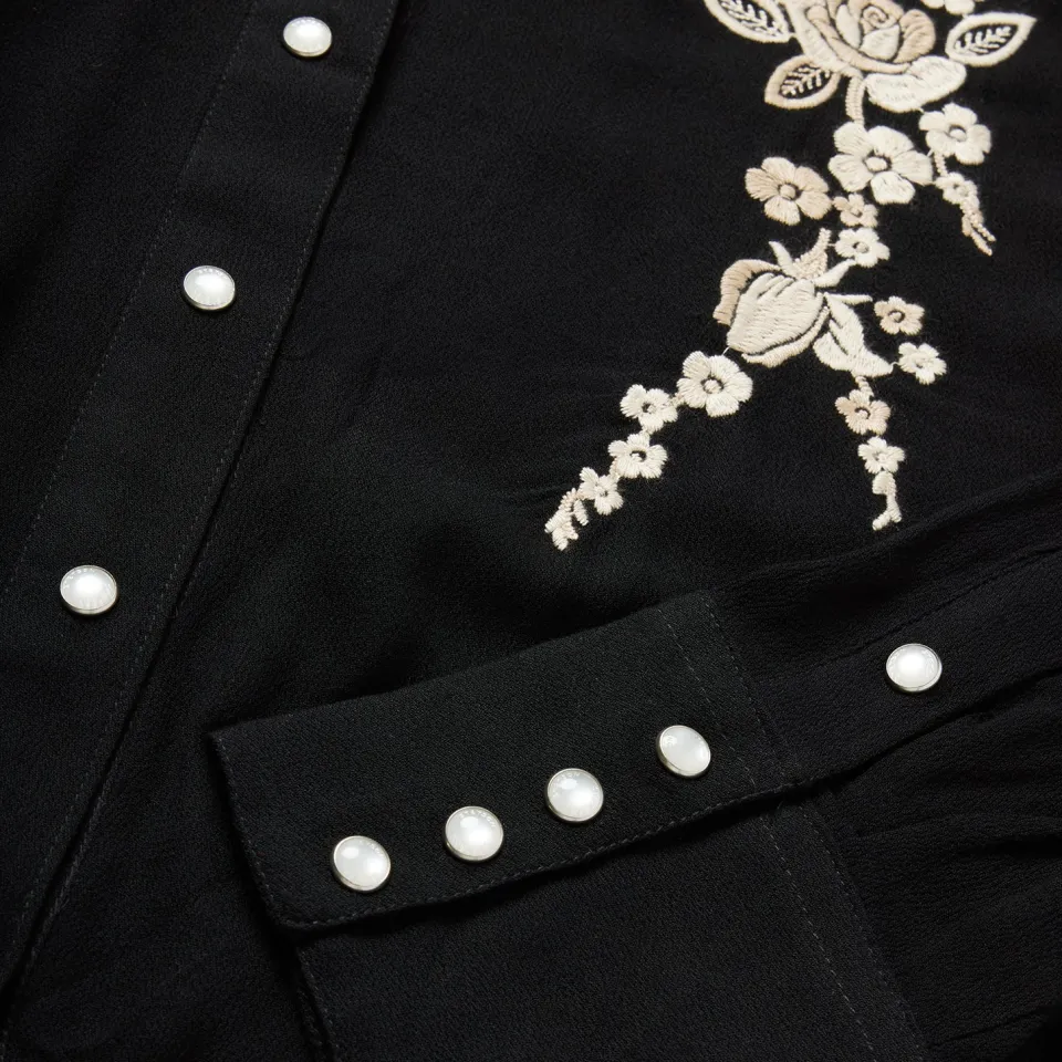 Sale Stetson Embroidered Crepe Western Shirt Black