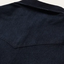 New Stetson Embroidered Dark Denim Snap Front Blouse Blue
