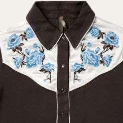 Best Stetson Embroidered Rayon Western Shirt Brown