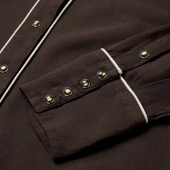 Best Stetson Embroidered Rayon Western Shirt Brown