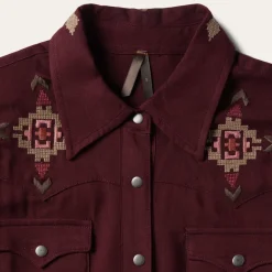 Discount Stetson Embroidered Shirt Dress Wine