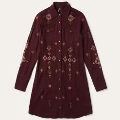 Stetson Embroidered Shirt Dress Wine