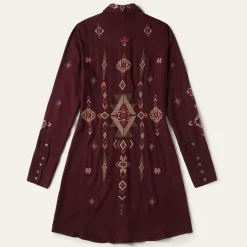Stetson Embroidered Shirt Dress Wine
