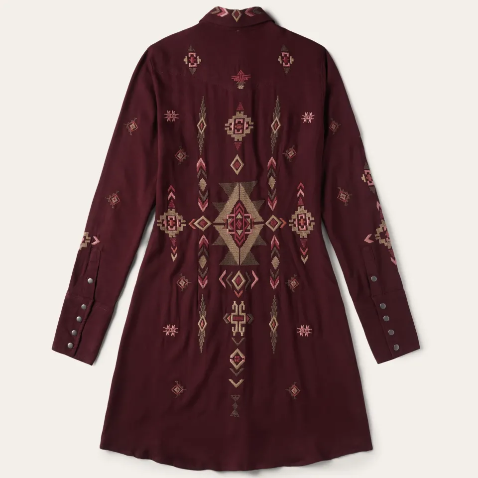 Stetson Embroidered Shirt Dress Wine