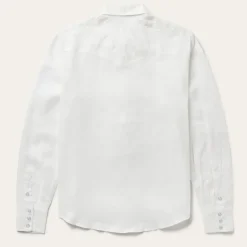 Outlet Stetson Embroidered Tonal Stripe Linen Blouse White