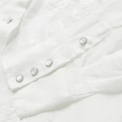 Outlet Stetson Embroidered Tonal Stripe Linen Blouse White