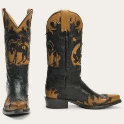 Clearance Stetson Faye Cowgirl Horse Underlay Leather Boot Black