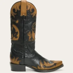 Clearance Stetson Faye Cowgirl  Horse Underlay Leather Boot Black