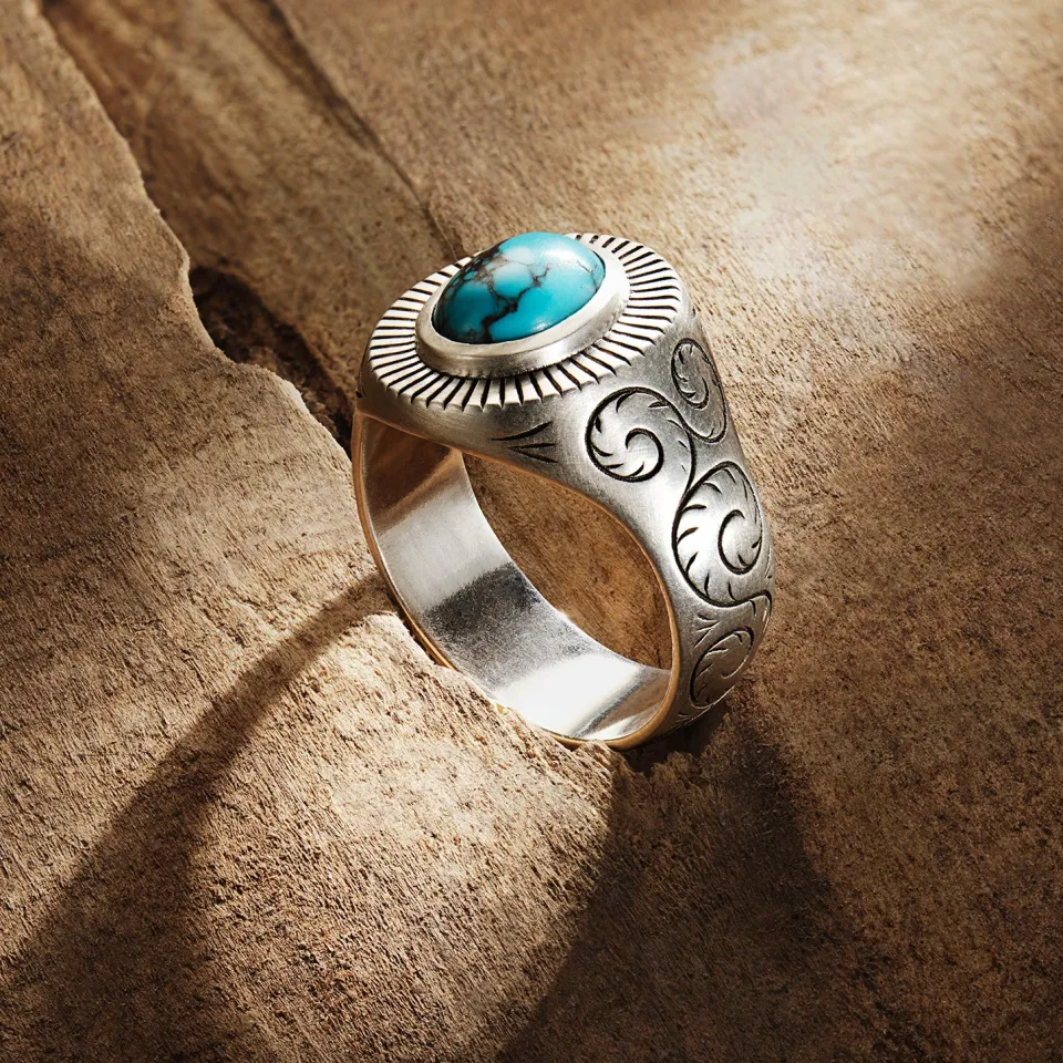 Hot Stetson Filigree Ring with Turquoise
