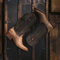 Hot Stetson Flaxville Honey Alligator Vamp Blue 13"Shaft Tan