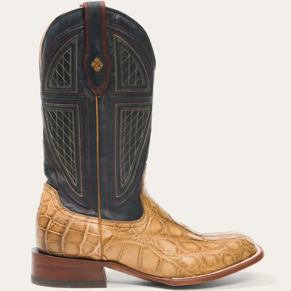 Hot Stetson Flaxville Honey Alligator Vamp Blue 13"Shaft Tan
