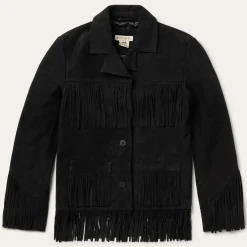 Best Stetson Fringe Suede Jacket Black