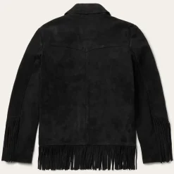 Best Stetson Fringe Suede Jacket Black
