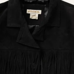 Best Stetson Fringe Suede Jacket Black