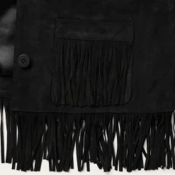Best Stetson Fringe Suede Jacket Black