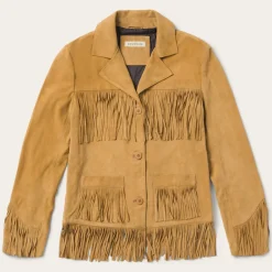 Discount Stetson Fringe Suede Jacket Tan