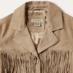 Discount Stetson Fringe Suede Jacket Light Tan