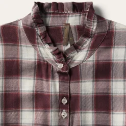 New Stetson Gaucho Plaid Prairie Shirt Dress Wine