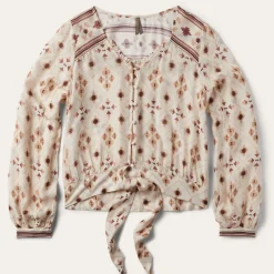 Best Stetson Gaucho Print Herringbone Blouse White