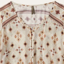 Best Stetson Gaucho Print Herringbone Blouse White