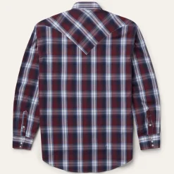 New Stetson Good Luck Plaid Western Shirt Wine