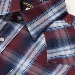 Online Stetson Good Luck Plaid Western Shirt Wine