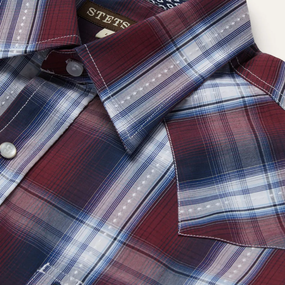 Online Stetson Good Luck Plaid Western Shirt Wine