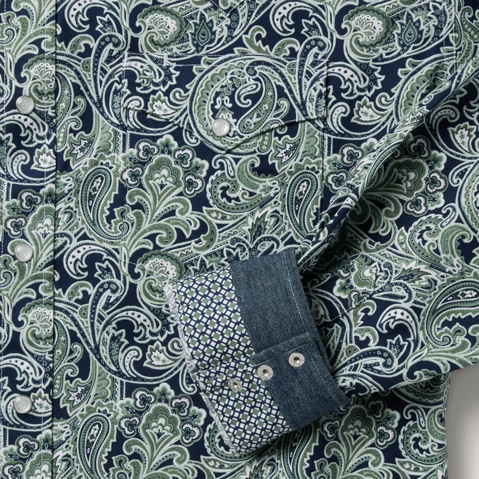 Online Stetson Greenspring Paisley Print Western Shirt Blue