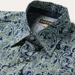 Discount Stetson Greenspring Paisley Print Western Shirt Blue
