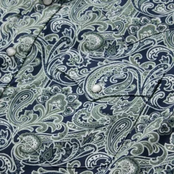 Discount Stetson Greenspring Paisley Print Western Shirt Blue