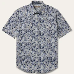 Online Stetson Greenspring Paisley Short Sleeve Western Shirt Blue