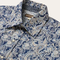 Online Stetson Greenspring Paisley Short Sleeve Western Shirt Blue