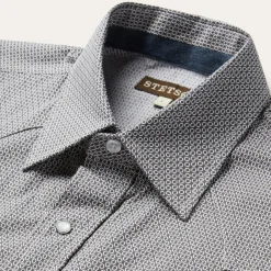 Sale Stetson Geo Print Western Shirt Grey