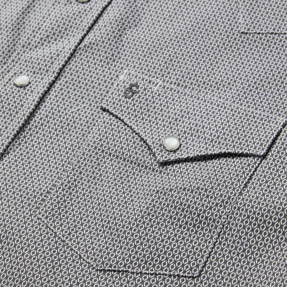 Sale Stetson Geo Print Western Shirt Grey
