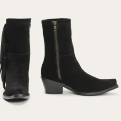 Discount Stetson Halle Suede Fringe Side Zip Boot Black