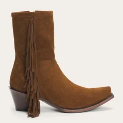 Online Stetson Halle Suede Fringe Side Zip Boot Brown