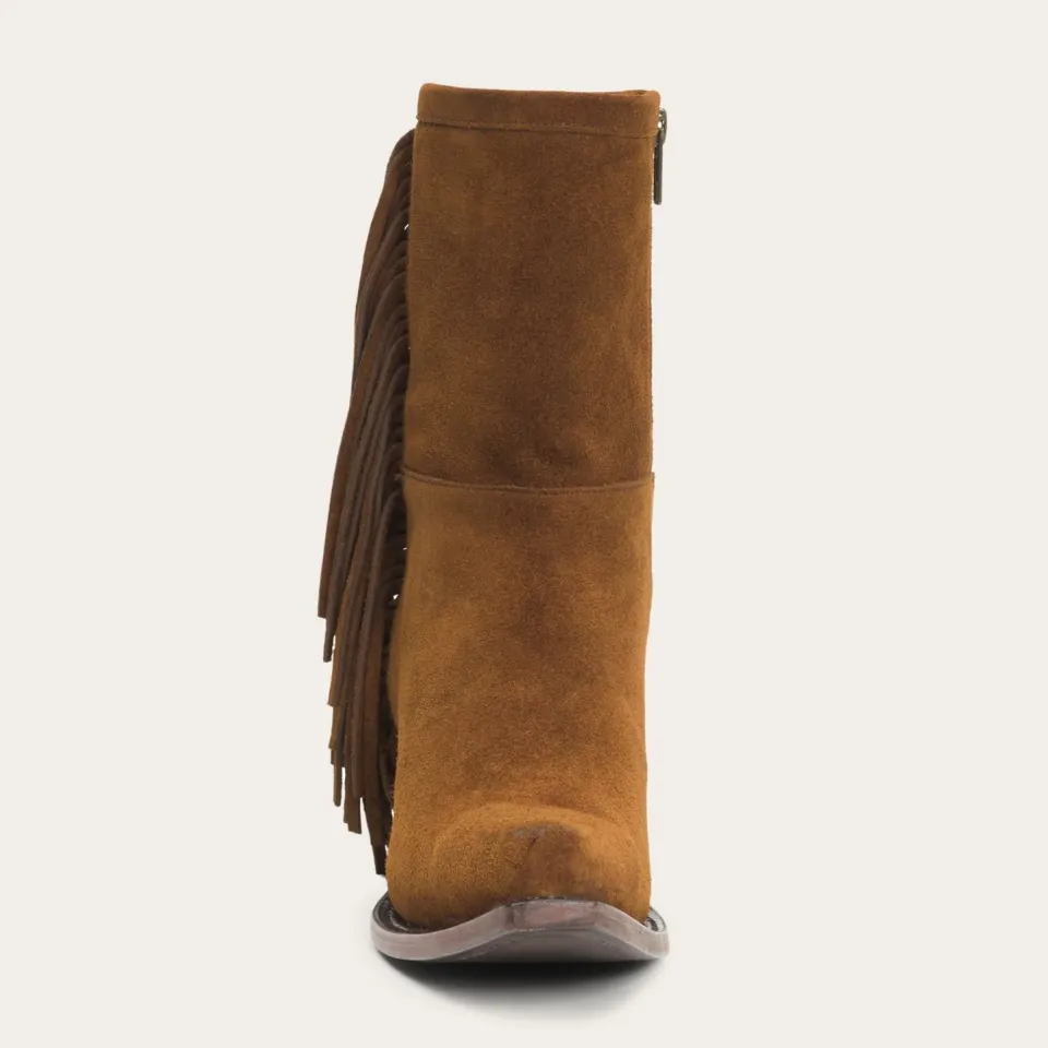 Sale Stetson Halle Suede Fringe Side Zip Boot Brown