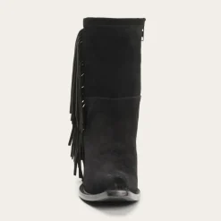 Stetson Halle Suede Fringe Side Zip Boot Black