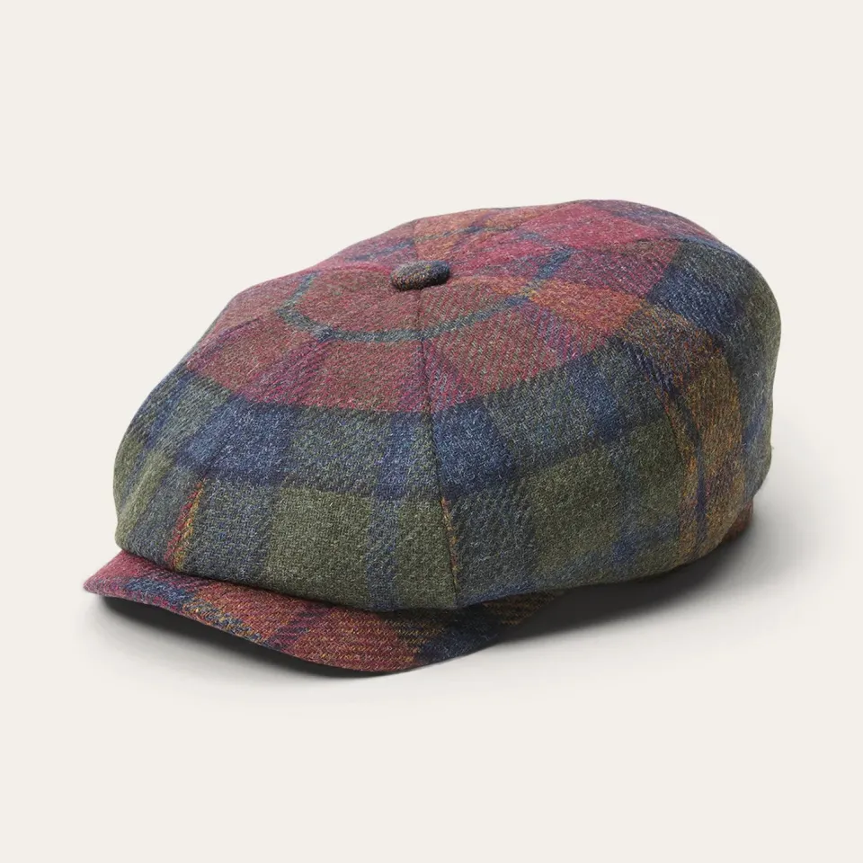 Clearance Stetson Hatteras Virgin Wool Wine/Green/Blue Check