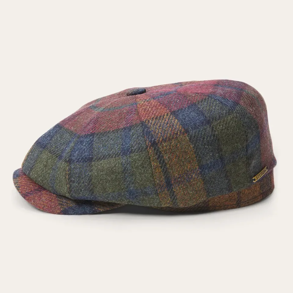 Clearance Stetson Hatteras Virgin Wool Wine/Green/Blue Check