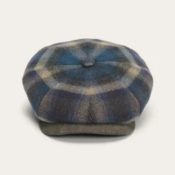 Online Stetson Hatteras Virgin Wool Cap Blue/Beige Check