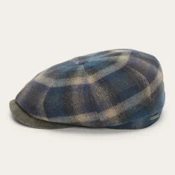 Online Stetson Hatteras Virgin Wool Cap Blue/Beige Check